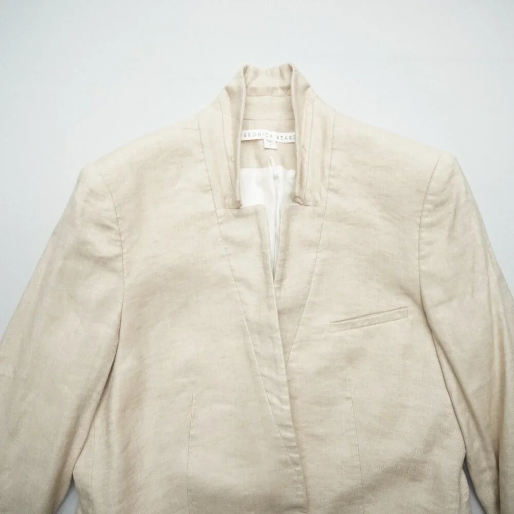 Veronica Beard Linen Upcollar Dickey Jacket Blazer Size 4 - Picture 5 of 15